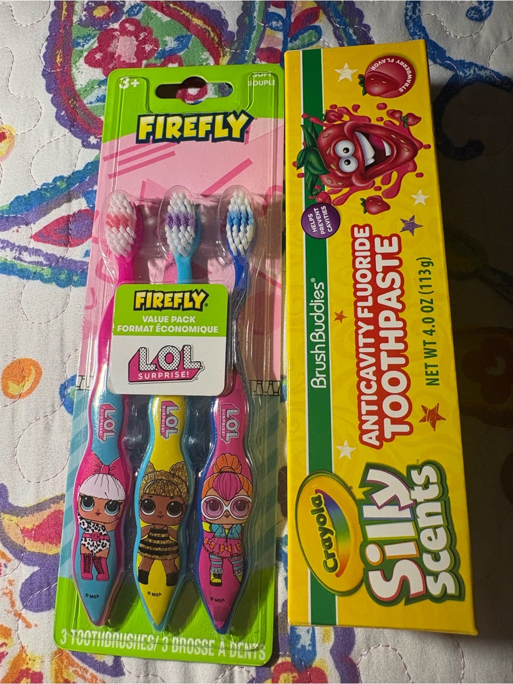 L.O.L. Surprise! 3-Pack Kids Toothbrushes - Pink, Yellow, Blue